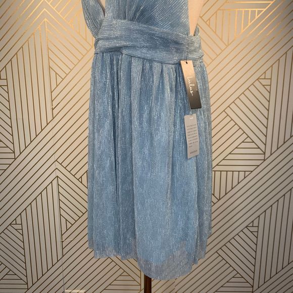 Lulu's Metallic Stripe Twist Back Cocktail Dress - Picture 7 of 12